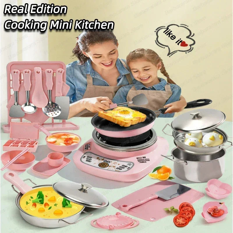 New Girl Baby Can Cook Funny Mini Kitchen Wholesale Real Cooked Family Toy Set Birthday Gift Girl Toys