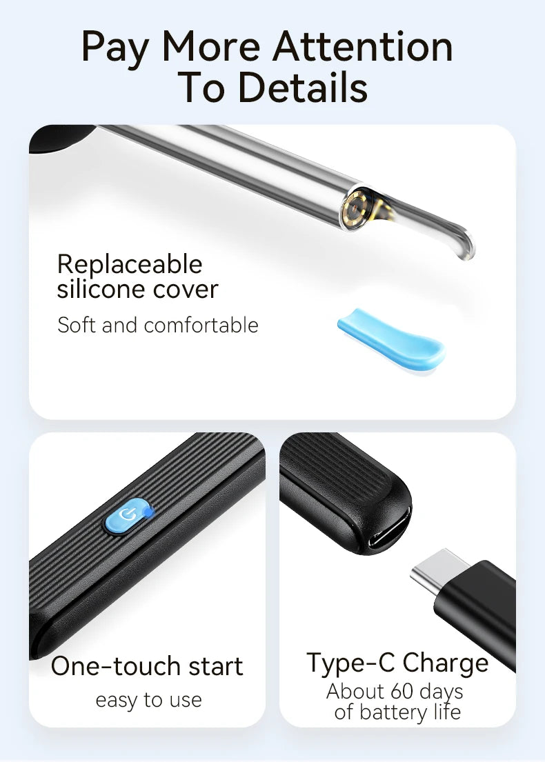 Wireless Ear Wax Cleaner with Camera Safe Earwax Removal Endoscope with Camera Luminous Ear Cleaner Ear Cleaning Tools Ear Care
