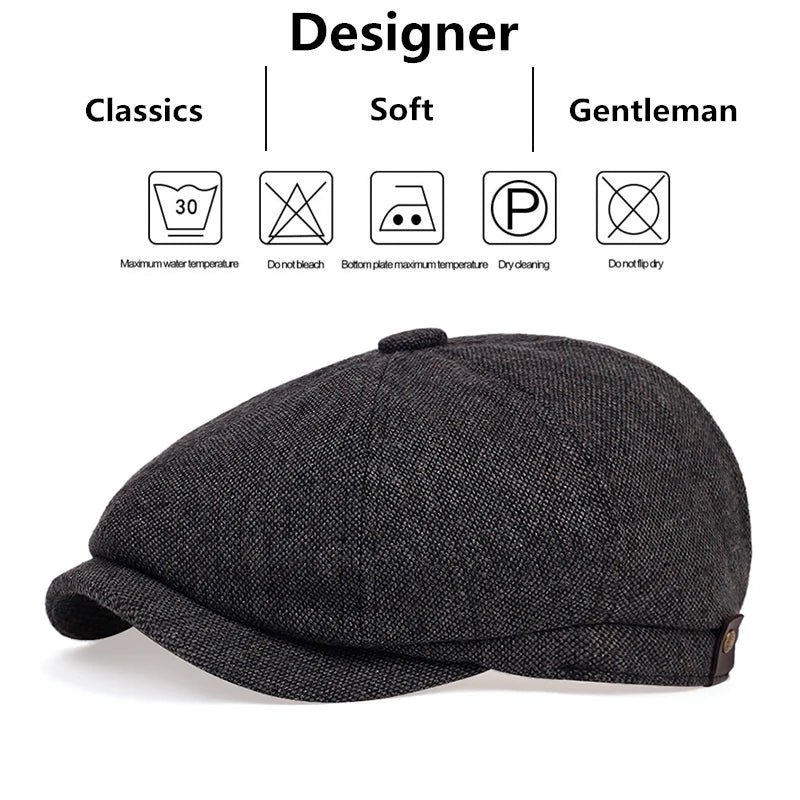 Retro Newsboy Caps Men British Painters Hats Autumn Winter Berets Herringbone Flat Cap Hip Hop Berets