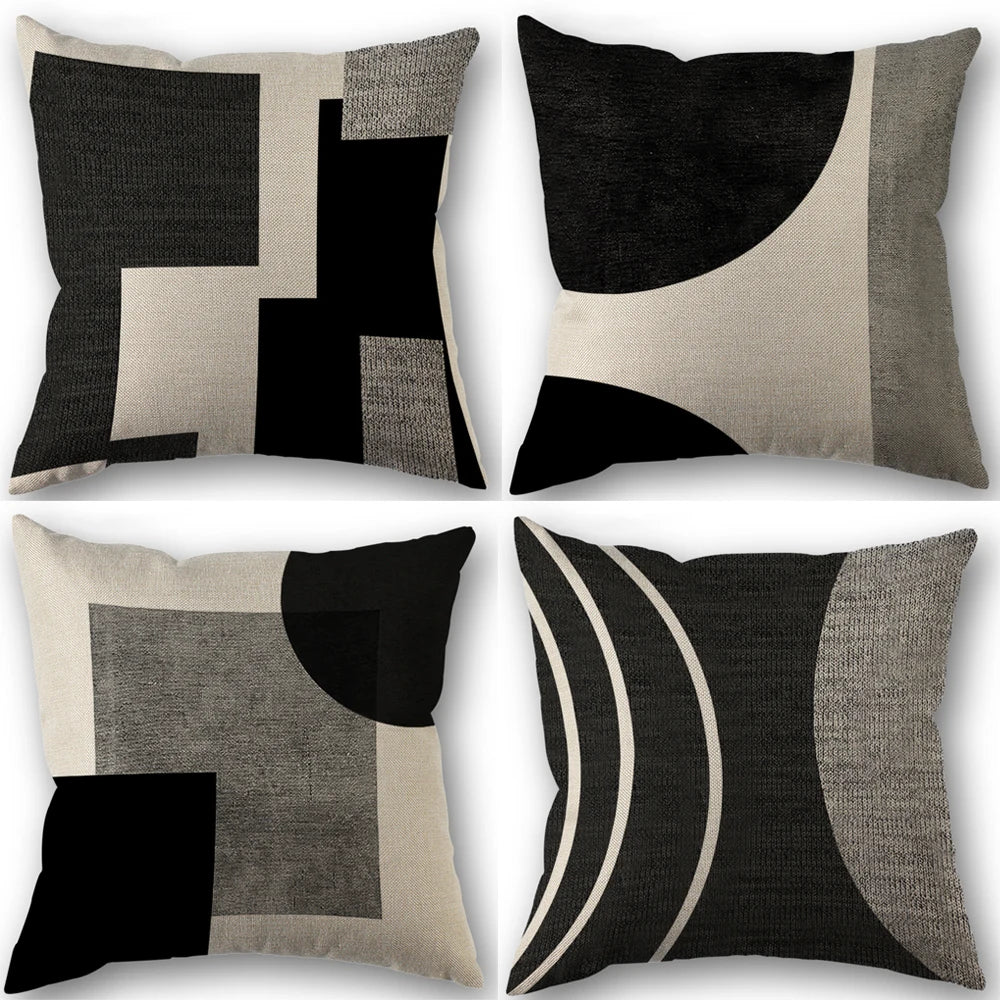 1/4pcs Abstract Geometric Throw Pillow Covers 45X45cm Modern Boho Black And White Decorative Cushion Cases Home Decor