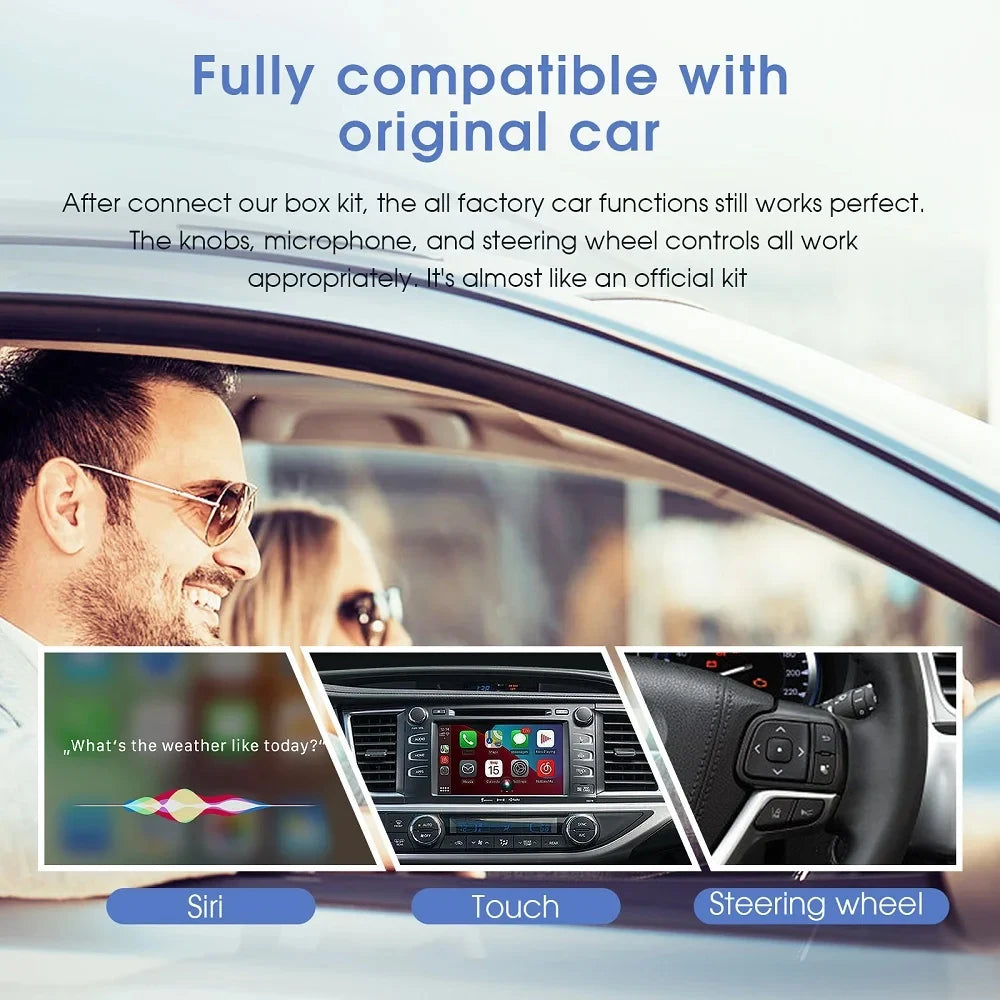 New Wireless Carplay Android Auto Car Decoder For Toyota Touch 2 Entune 2.0 Highlander Tundra Sienna Prius Yaris Camry 2014-2019