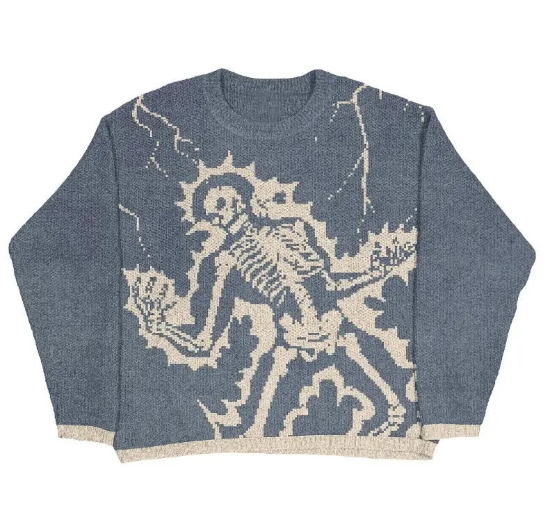 Women's Sweater pullover sweatshirt long sleeve winter vintage print pattern clothes hip hop oversize Anime Knit Sweater EMO