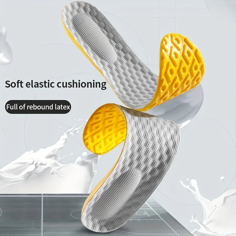 1 Pair 4D Soft Latex Memory Foam Insoles Sport Support Insert Breathable Insoles For Women Men Running Insoles