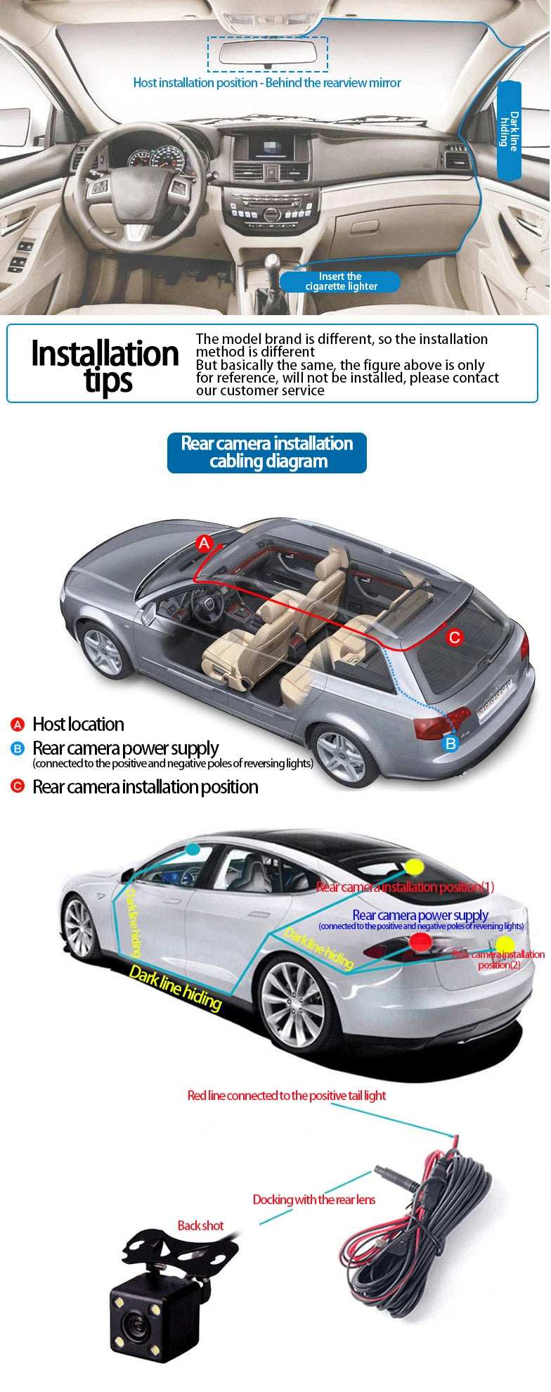 360° Car Dash Cam 4 Channels Video Recorder 1080P Car DVR 3/4 lens Front inside Rear View Night Vision Camera Car Accessories