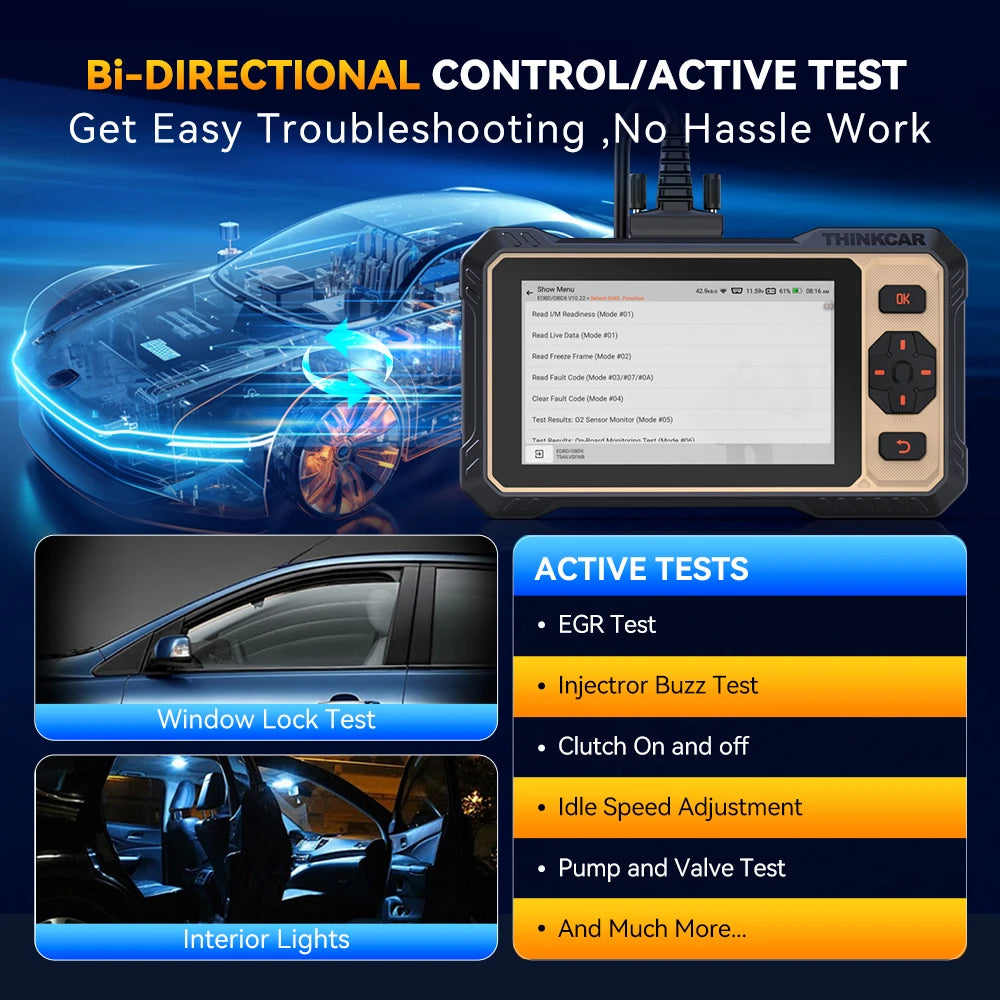 THINKCAR THINKSCAN 662 Auto OBD2 Scanner CAN-FD Bidirectional Test ECM TCM SRS ABS Free Update OIL Reset Car Diagnostic Tools
