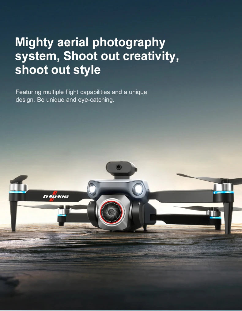 K6 MAX Triple-Camera Drone 4K HD Optical Flow Positioning 360° Obstacle Avoidance Foldable Quadcopter Wifi FPV RC Toys Dron