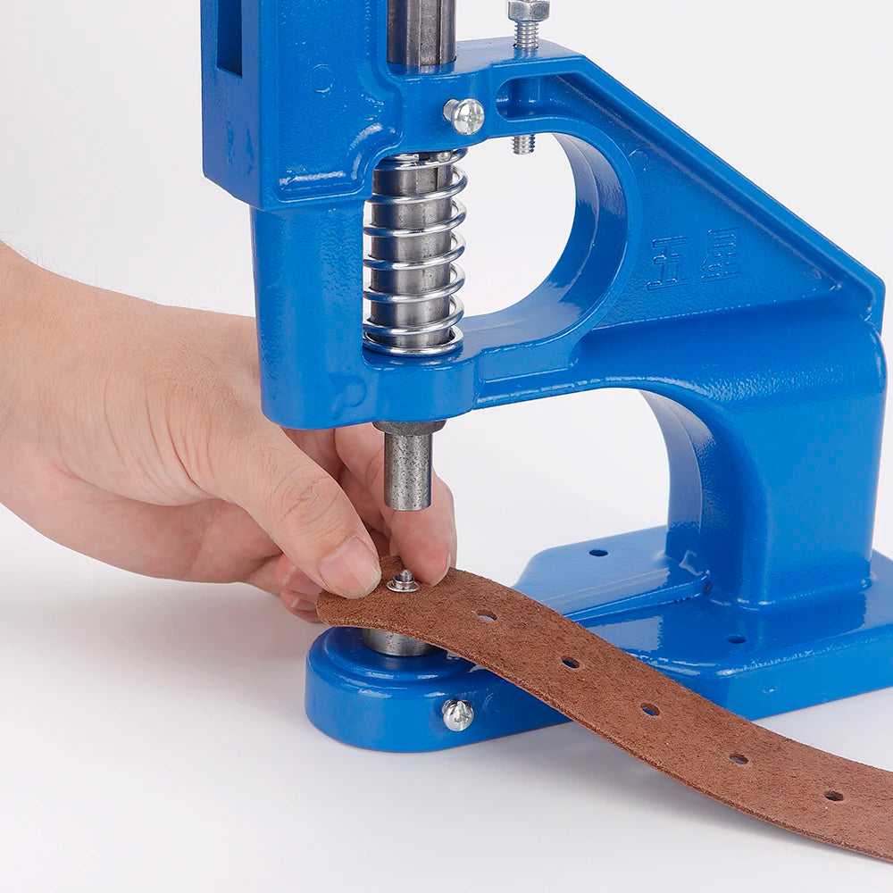 1Set Manual Aluminum Hand Press Machine Set with Double Cap Rivet Dies - DIY Leather Craft Supplies with Hole Punch Eyelet Tools