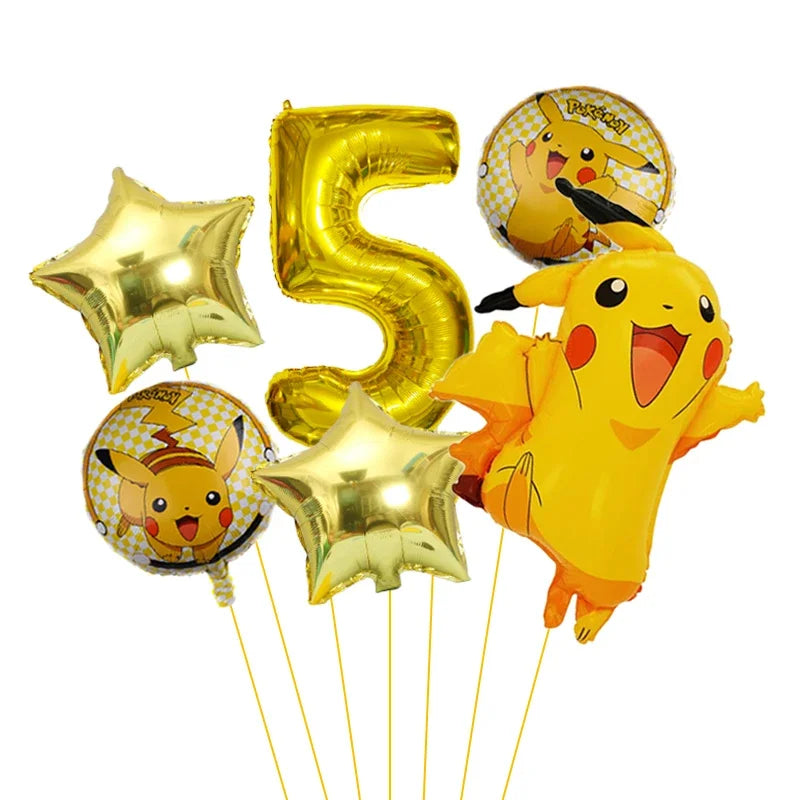 Pokemon themed balloon 32 inch digital balloon set for children's birthday new Pikachu aluminum foil ball party decoration toy