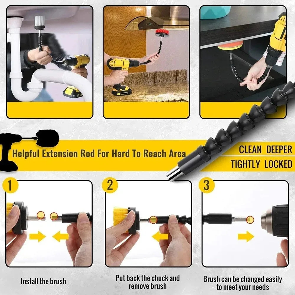 1 PC Electric Scrubber Brush Round Drill Brush Kit Corner Cleaning Brush Kit for Cordless Scrubber Grout Floor Tub Shower Tile
