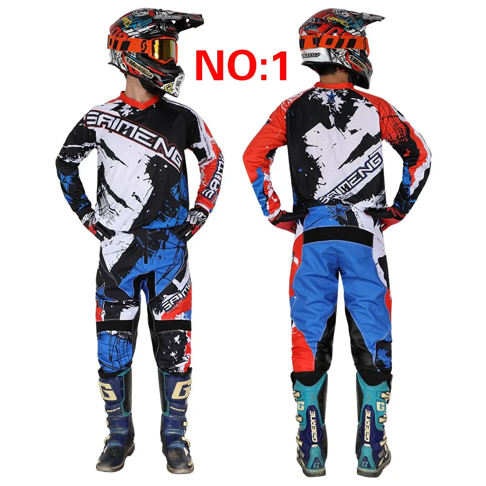 SIZE 20 22 24 26 28 saimeng children's enduro motocross gear set mx jersey pants motorcycle kits mtb Off Road youth racing suit
