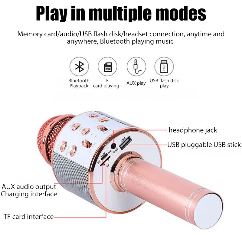 Wireless Karaoke Microphone Bluetooth Studio Noise Cancelling Micro Telephone Video Microphones for Iphone and Live Streaming