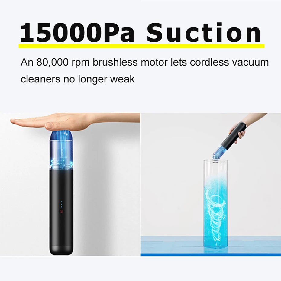Baseus A3 15000Pa Car Vacuum Cleaner Wireless Cleaner Mini Portable Powerful Auto Vacuum Cleaner Air Blower W LED for Home Car