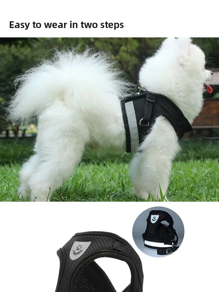 Pet Leash Undershirt Type Harness Breathable Reflective Adjustable Chest Harness Outdoor Dog Carrying Supplies