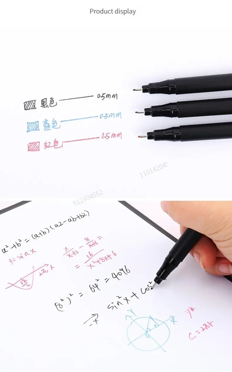 8pcs Erasable Whiteboard Pen 0.5mm Fine Point Black/Blue/Red Ink Blackboard Marker School Office Art Writing Stationery