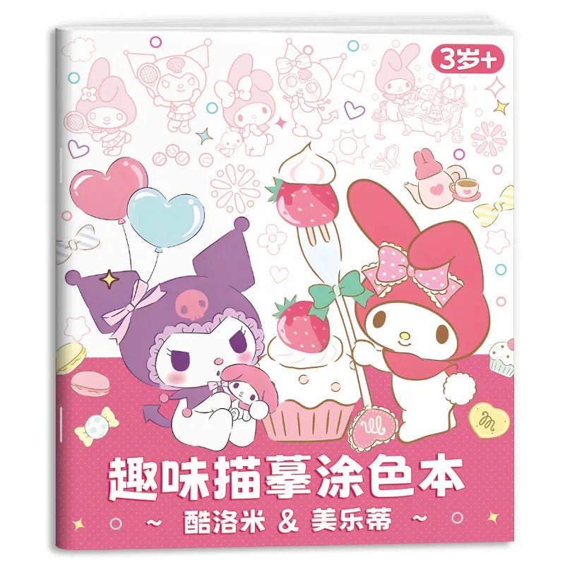 New Sanrio Kuromi Painting Notebook Children'S Sketching Coloring Copy Notebook Elementary School Cartoon Anime Line Draft
