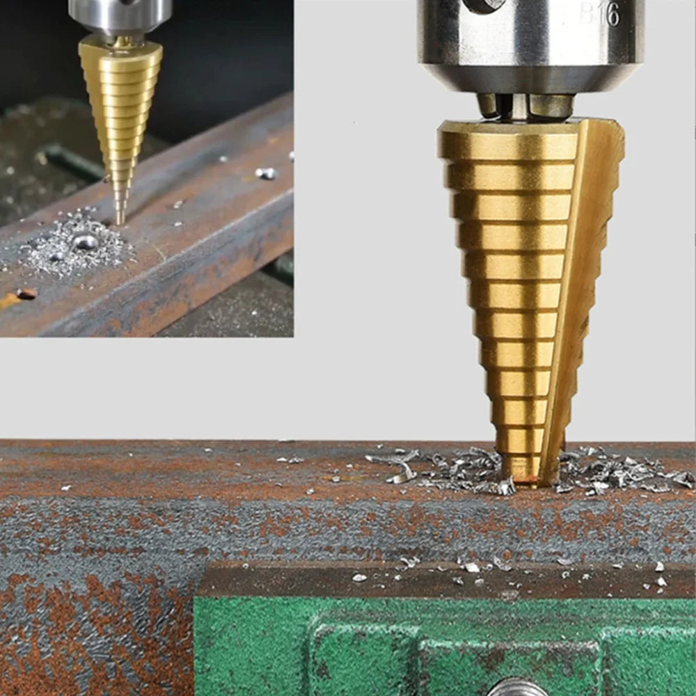 Hexagonal Handle Titanium Plated Ladder Drill Tower HSS Drill Bit 3-12/4-12/4-20/4-32mm Metal Wood Hole Cutter Cone Drilling