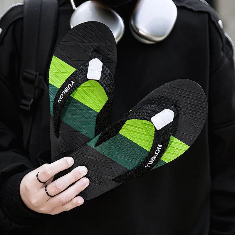 【National Trend Functional Style】Woven belt anti-slip and moisture-proof flip flops for men outdoor leisure EVA foaming technolo