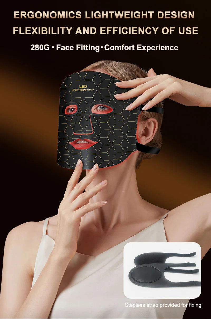 NIR LED Face Mask Neck Mask 92 and 78 Lamp 368 and 312 Beam Infrared Light Therapy 3 Brightness Reduce Wrinkle Acne Facial Care