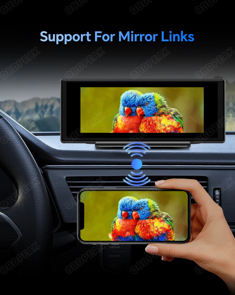 OBDPEAK T30 Car DVR Rearview Mirror Camera WIFI Android 12 Dash Cam GPS Navigation Carplay Android Auto Ai Screen Video Recorder