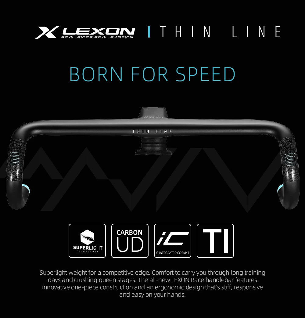 LEXON Full Carbon Road Integrated Handlebar Ultralight Road Bike Handlebar T1000 Racing Bent Bar, Bicycle Accessories 28.6mm