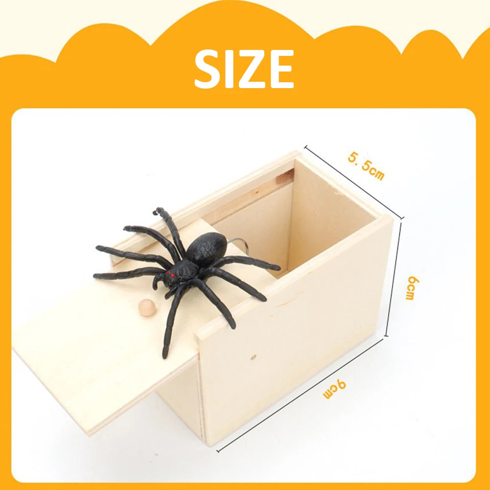 Trick Spider Funny Scare Box Wooden Hidden Box Quality Prank Wooden Scare Box Fun Game Prank Trick Friend Office Toys