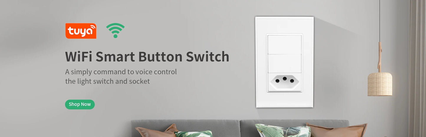 Tuya Smart WiFi Light Switch 4x4 Brazil Light Wall Switches Touch Panel 4/6 Gang Wireless Control for Alexa Google Home 100-250V