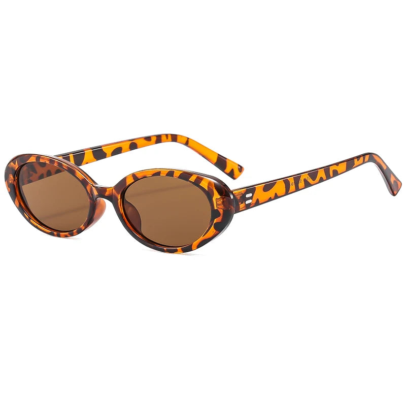 New Women's Retro Oval Sunglasses Black Small Frame Fashion Brand Trendy Hot Points Sun Glasses Female Lady Goggle UV400