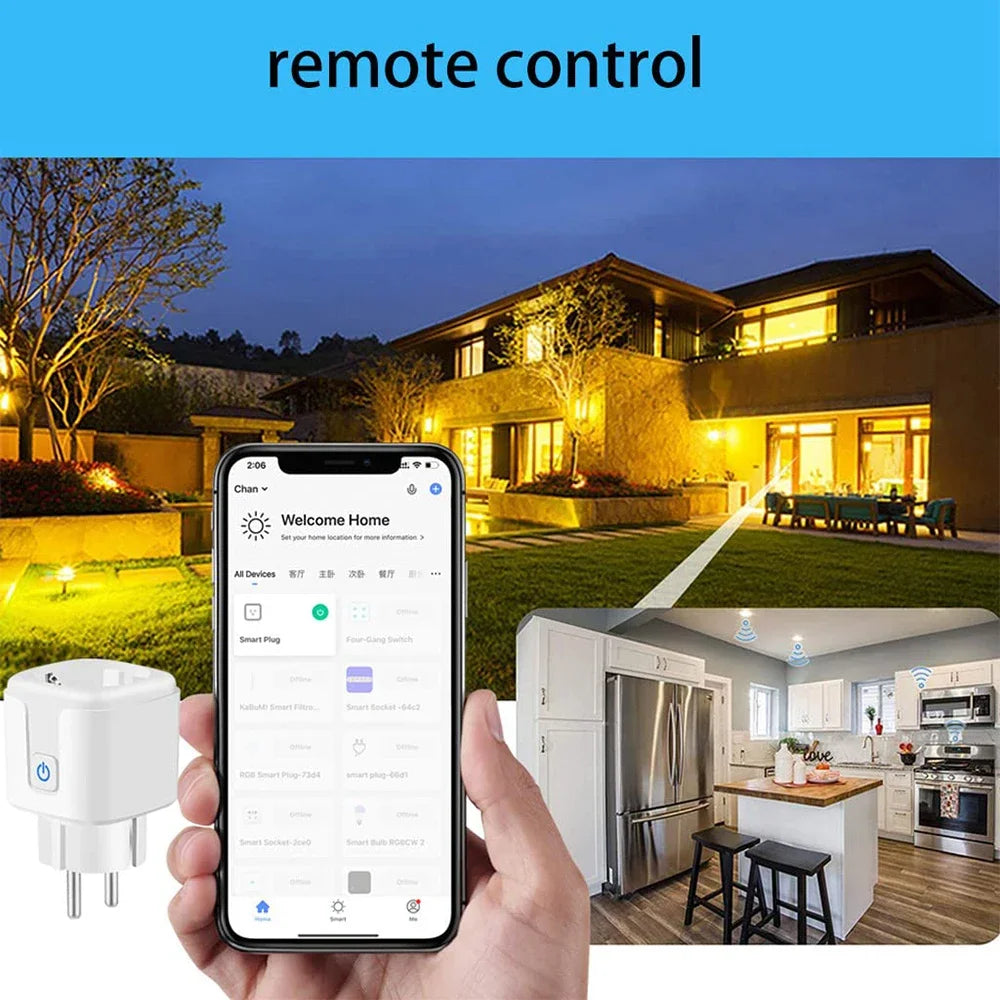 16A/20A EU Smart Socket WiFi Smart Plug Power Monitoring Timing Function Voice Control Works With Tuya APP Alexa Google Home