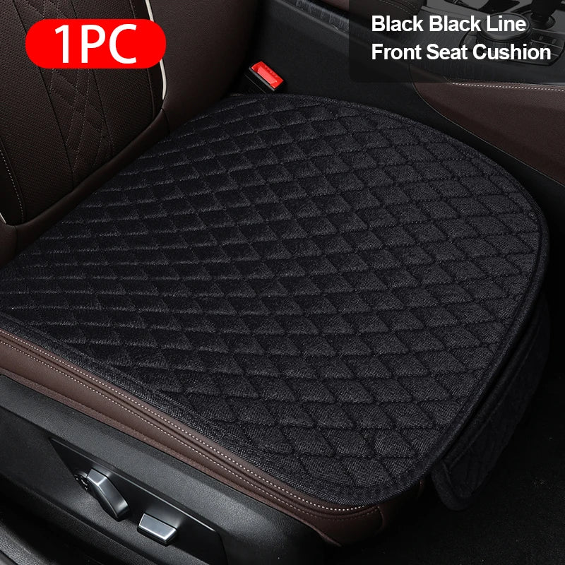 SEAMETAL 1Pc Flax Car Front Seat Cover Breathable Linen Car Seat Cushion Anti Slip Auto Chair Protector Universal for Sedan Suv