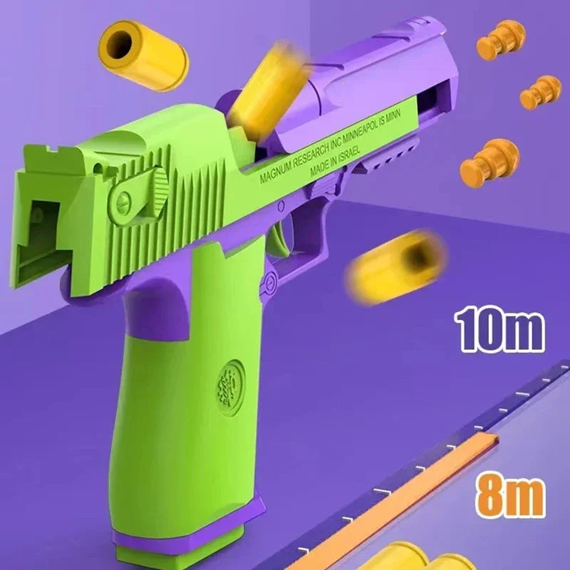 Turnip Gun Decompression Toys Desert Eagle Pistol 1911 Continuous Shell Throwing Air-mounted Pistol Launcher Toy Gun