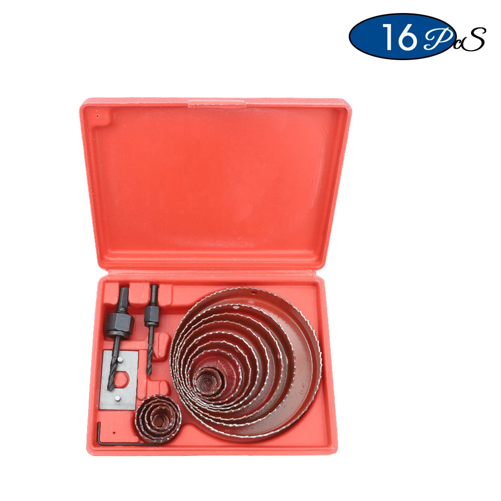 NINDEJIN 8/11/16pcs Hole Saw Kit #50 steel 19-127mm Hole Cutter Drill Bit Tool Hole Saw Set for Wood Plastic Wood Cutter