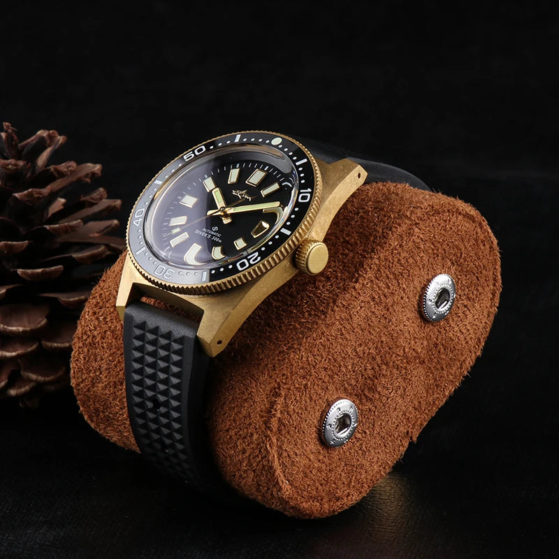 1 Grid Single Watch Box Vintage Pu Leather Slots Flexible Bracket Holder Mechinical Quartz Watch for Business Travel Storage Man