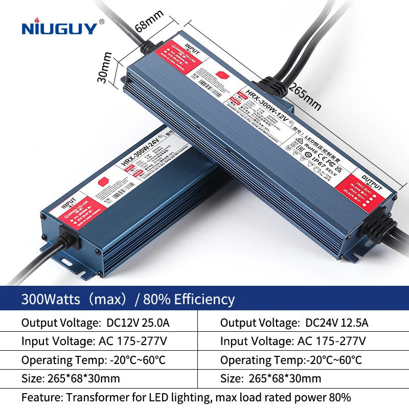 AC/DC waterproof lighting power supply IP6712V 24V outdoor LED driver 600W 500W 400W 300W 200W 100W transformer power supply