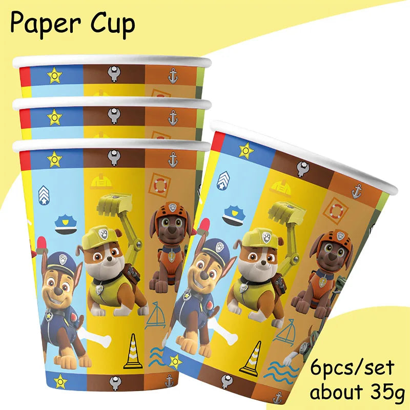 New Paw Patrol Birthday Decoration Dogs Rubble Disposable Tableware Cup Plate Tablecloth Baby Shower Kids Girl Boy Party Supplie