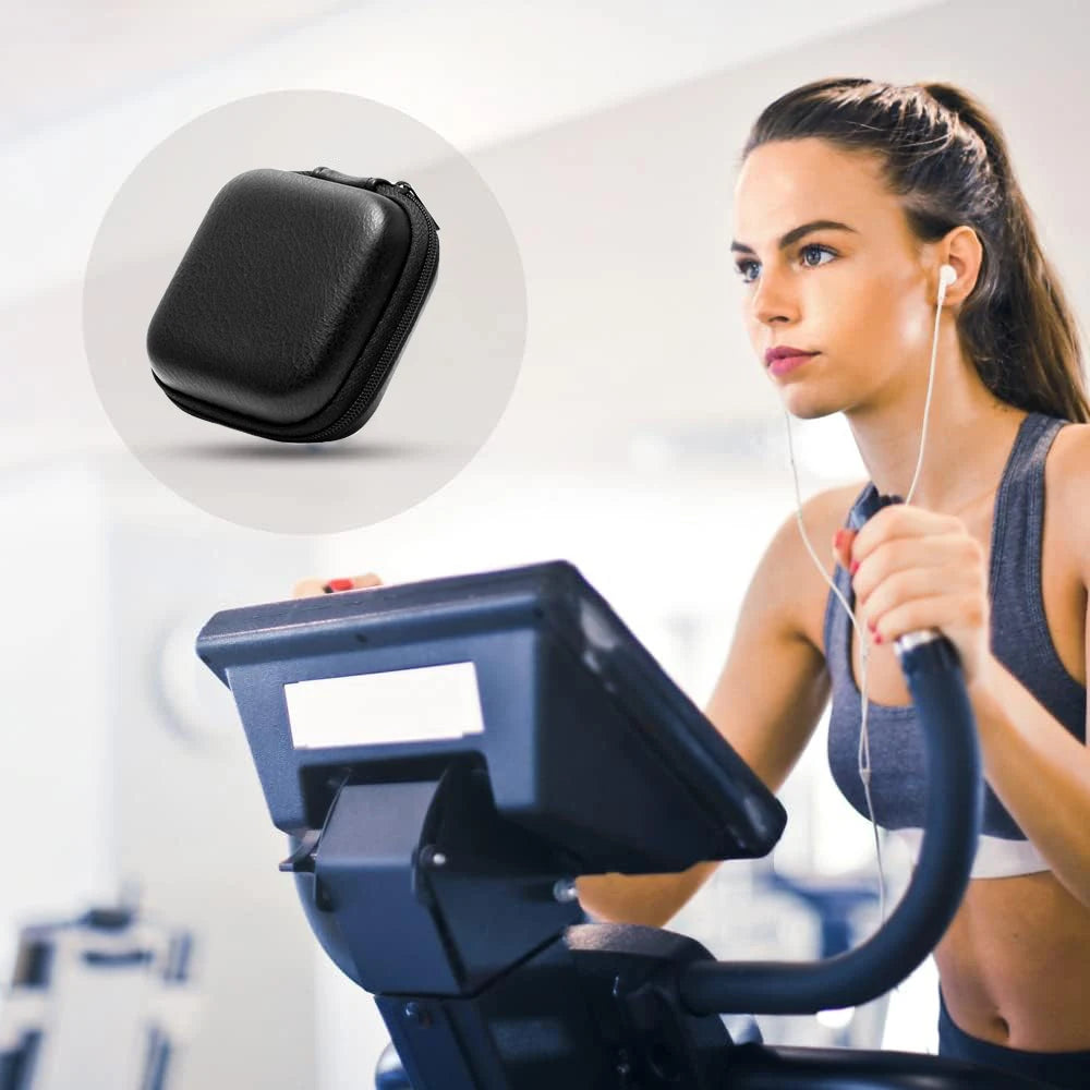 Suitable for wireless earphones, portable zipper earphone case, earphone bag, USB data cable storage bag leather earphone bag