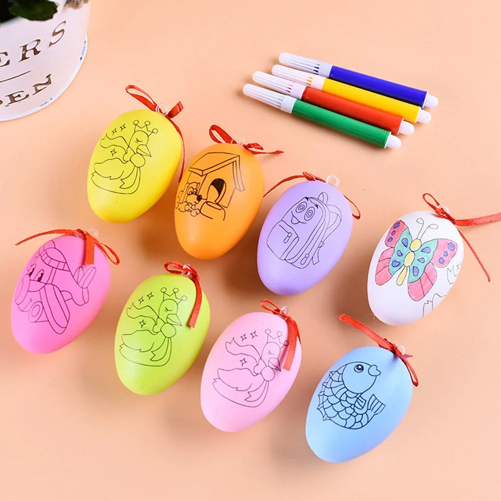 12Pcs Easter Egg Tree Pedant Foam Eggs Hanging Ornaments Easter Home Decoration 2024 Holiday Party Supplies Kids Gifts