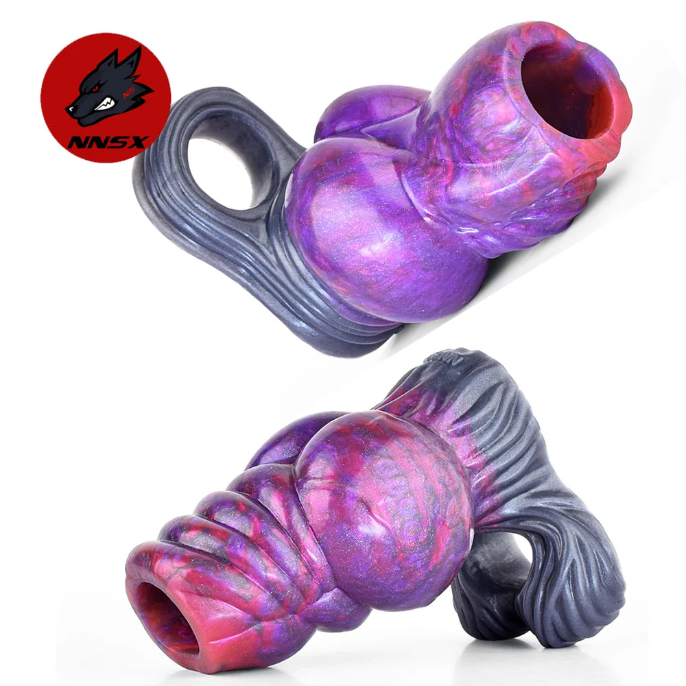 NNSX Animal Penis Sleeve Enlargement with Big Knot Silicone Fantasy Cock Sheath Adults Male Sex Toys for Couples