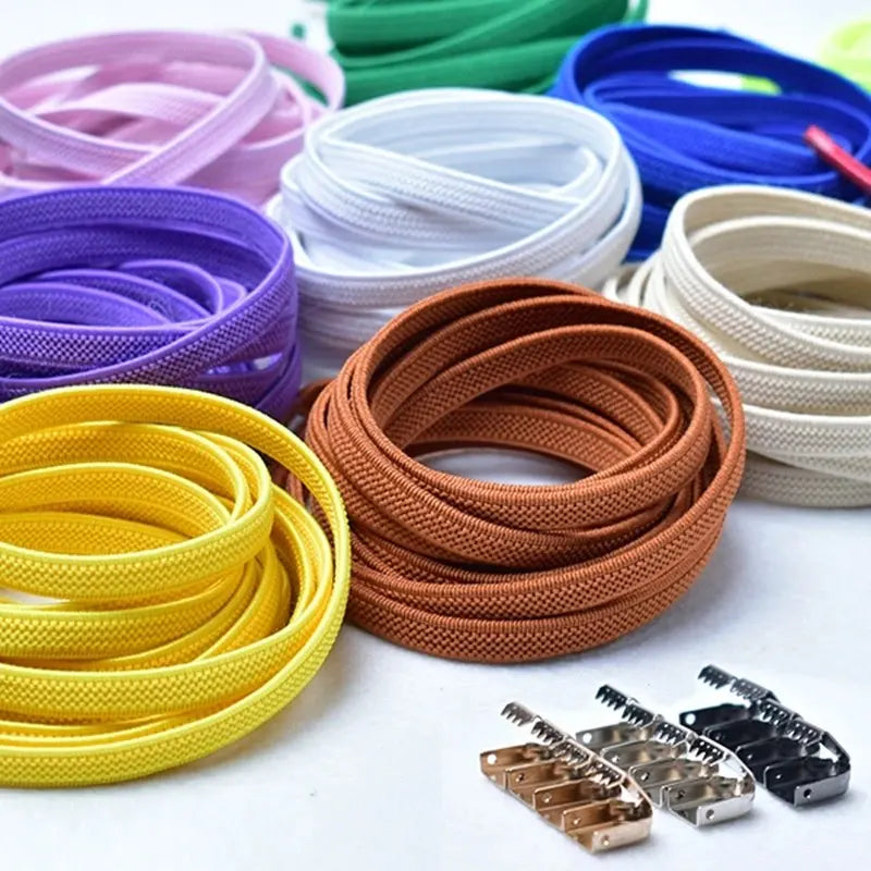 Elastic Flat Shoelaces No Tie Shoe Laces Outdoor Leisure Sneakers Quick Safety Flat Shoe Lace Kids and Adult Unisex Lazy Laces