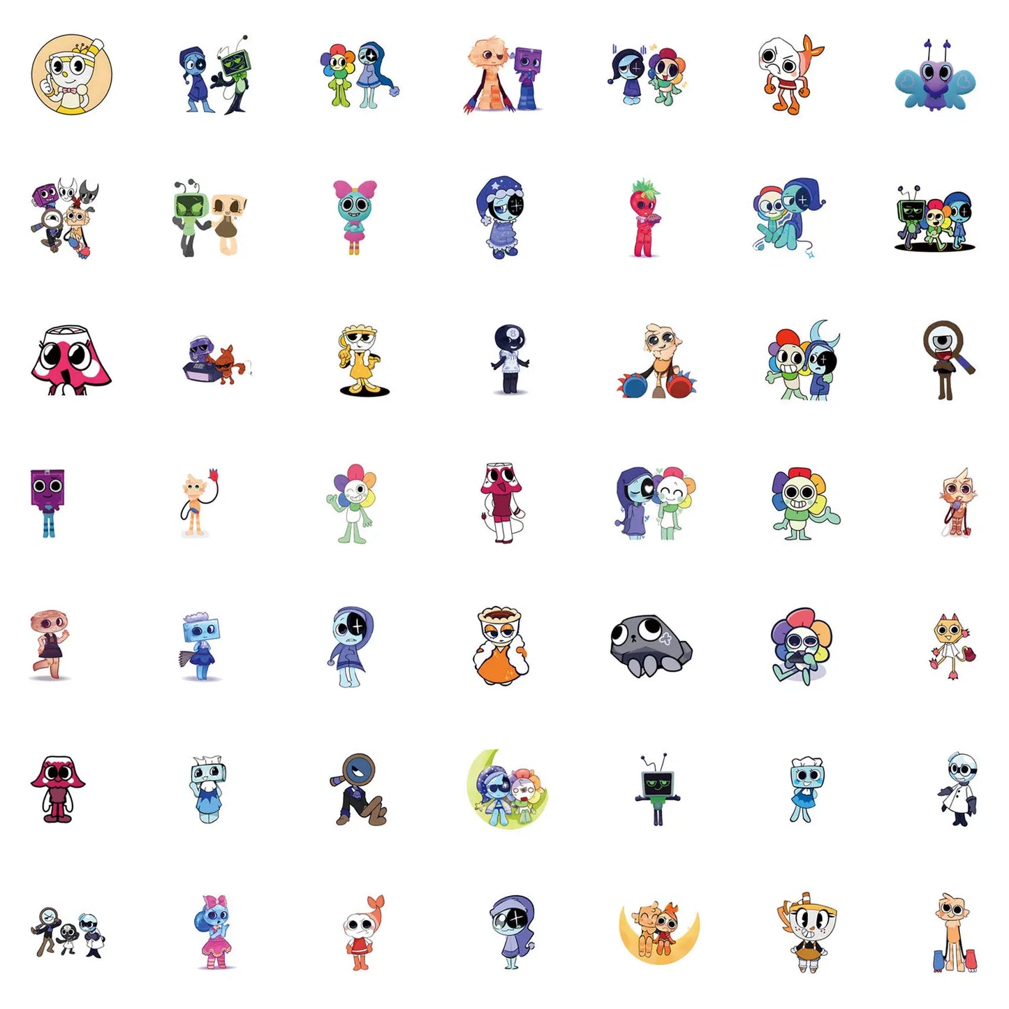 54Pcs Dandys World Stickers Dandy's World DIY Stickers Scrapbooking Phone Luggage Skateboard Waterproof Graffiti Decals