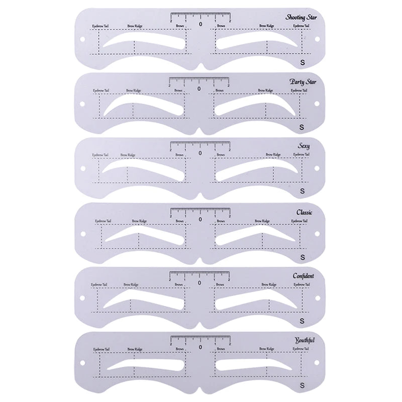 The New Fixed PVC Eyebrow Shaper Template Can Be Reused With High-quality Stickers For Elegant Eyebrow Makeup Tools 6PCS