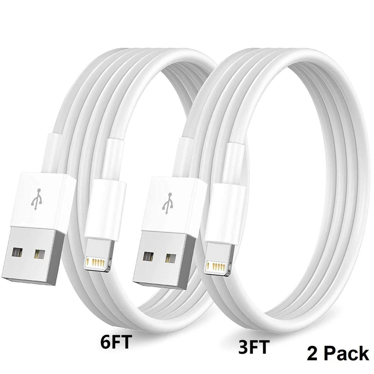 1M and 2M USB to L Charging Cable Cord for iPhone IPad-2 Pack