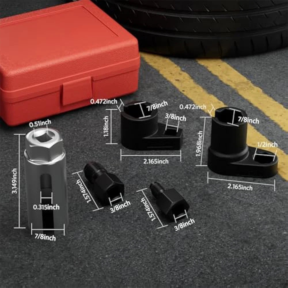 5pcs Oxygen Sensor Wrench Kit for Automotive O2 Socket Removal Install Offset Vacuum Sensor Socket Thread Chaser Tool