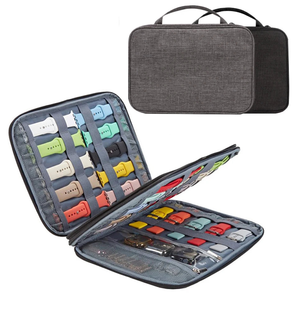 Watch Band Organizer - Watch Straps Holder Carrying Case Storage Bag Travel Pouch for Women Men Most Sizes of Watch Bands