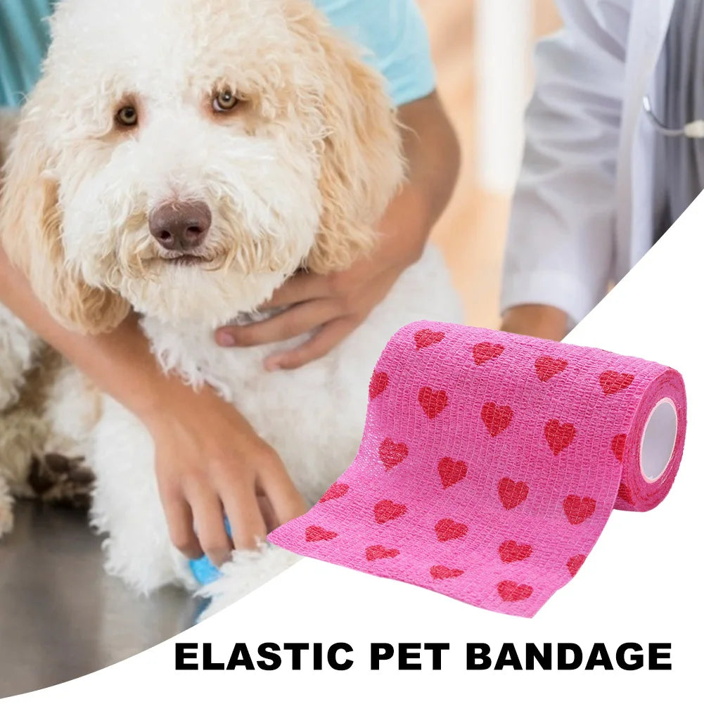 Pet Dog Cat Medical Breathable Elastic Bandage Non-woven Pet Self Adherent Wound Outdoor Retractable Sports Tape Dog Accessories