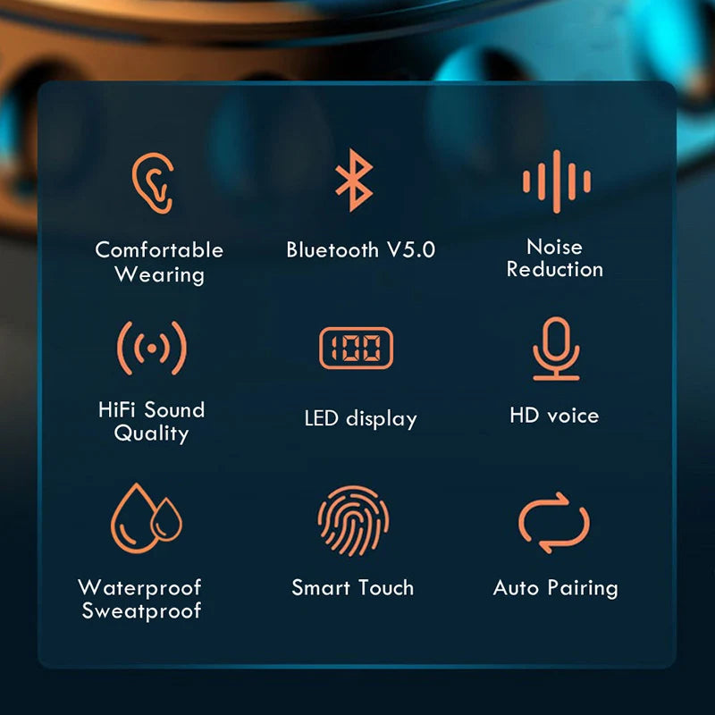 NEW F9 Upgrade TWS Bluetooth Earphones Wireless Headphone 9D Stereo Sports Waterproof Earbuds Headsets With Microphone