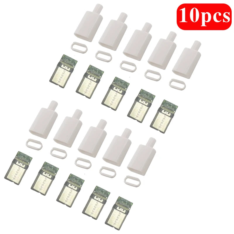 5Pcs TYPE C USB 3.1 24 Pin Male Plug Welding Connector Adapter with Housing Type-C Charging Plugs Data Cable Accessories Repair