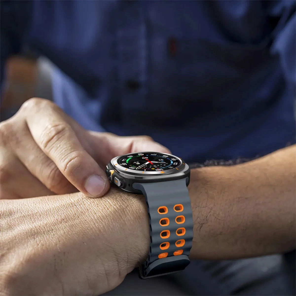 NEW Marine Silicone Strap for Samsung Watch Ultra 47mm Bracelet No Gaps Sport Two-tone Band for Galaxy 7 Ultra Watchband Straps