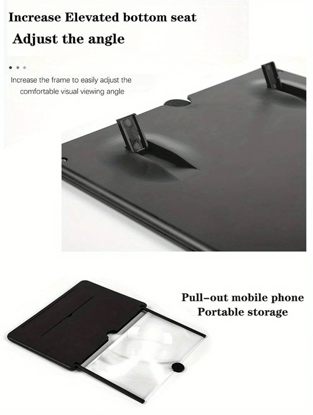 Portable 12 Inch Phone Large Screen Amplifier 3D Magnifying Glass Holder HD Mobile Phone Screen Video Magnifier Screen Bracket