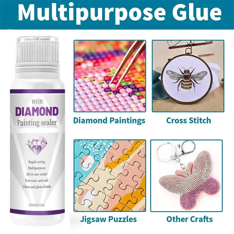 120ML Adhesives & Sealers Diamond Painting Sealer Puzzle Art Glue Permanent Hold & Shine Effect Sealer Diamond Painting Puzzle