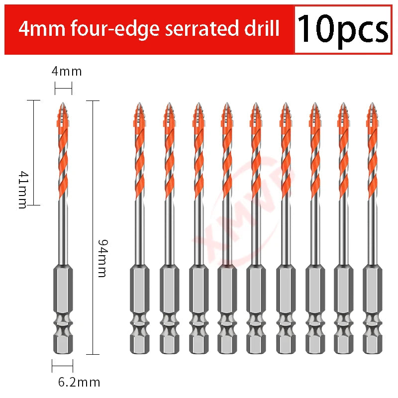 Four-edge serrated drill, eccentric drill bit, high-hardness tile and concrete drilling Super hard electric drill dry drilling